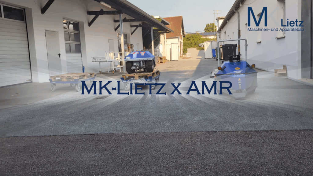 INDUROS AMR Use Case mit Flipper X-Move Transportwagen von MK-Lietz – autonome Transportlösung Indoor und Outdoor
